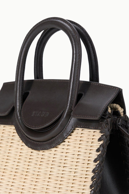 Maude Mini Wicker Carryall Natural Espresso | STAUD New