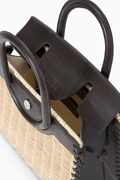Maude Mini Wicker Carryall Natural Espresso | STAUD New