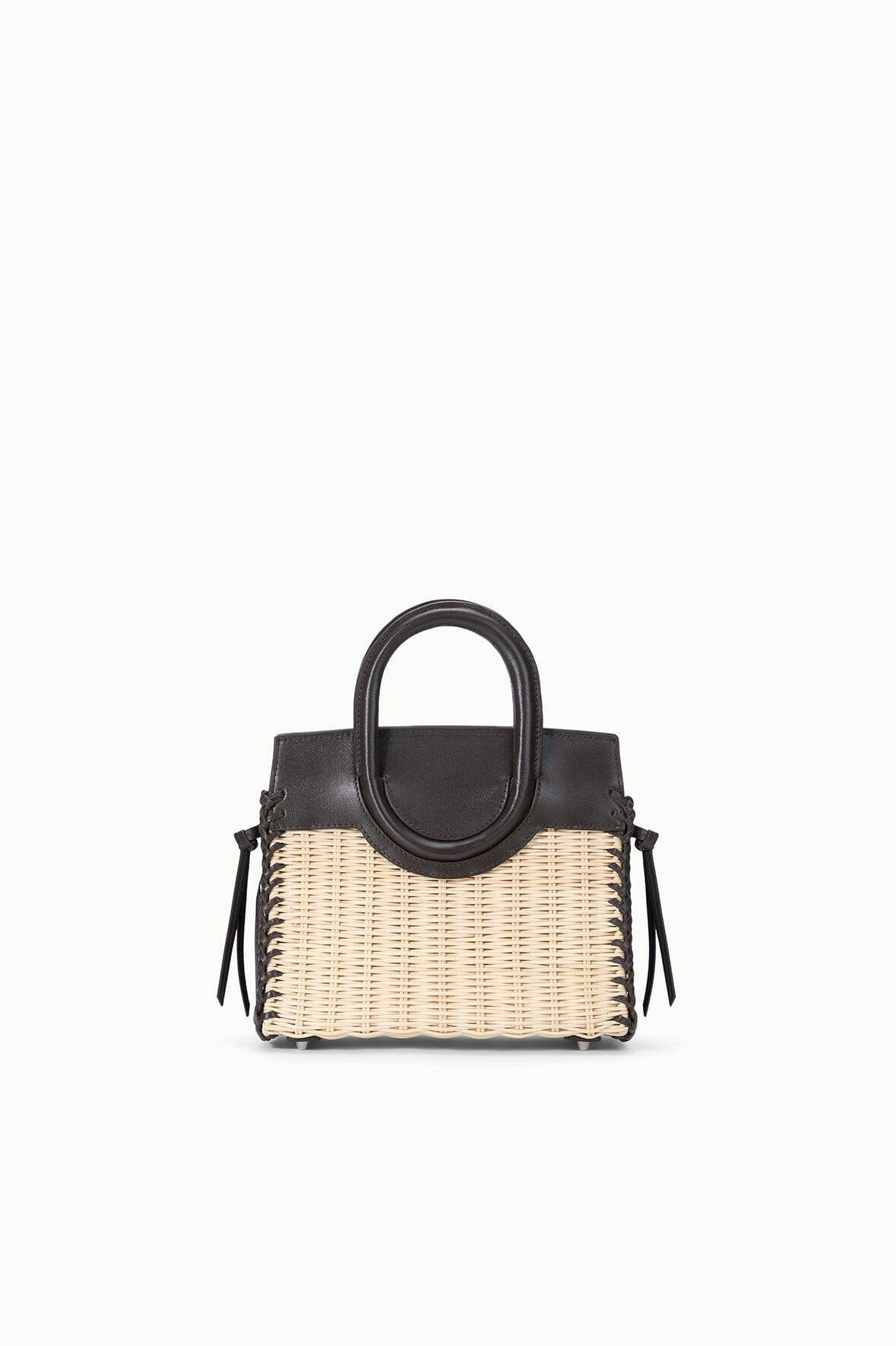 Maude Mini Wicker Carryall Natural Espresso | STAUD New