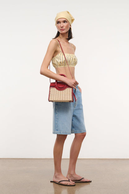 Maude Mini Wicker Carryall Natural Rouge | STAUD Best Price