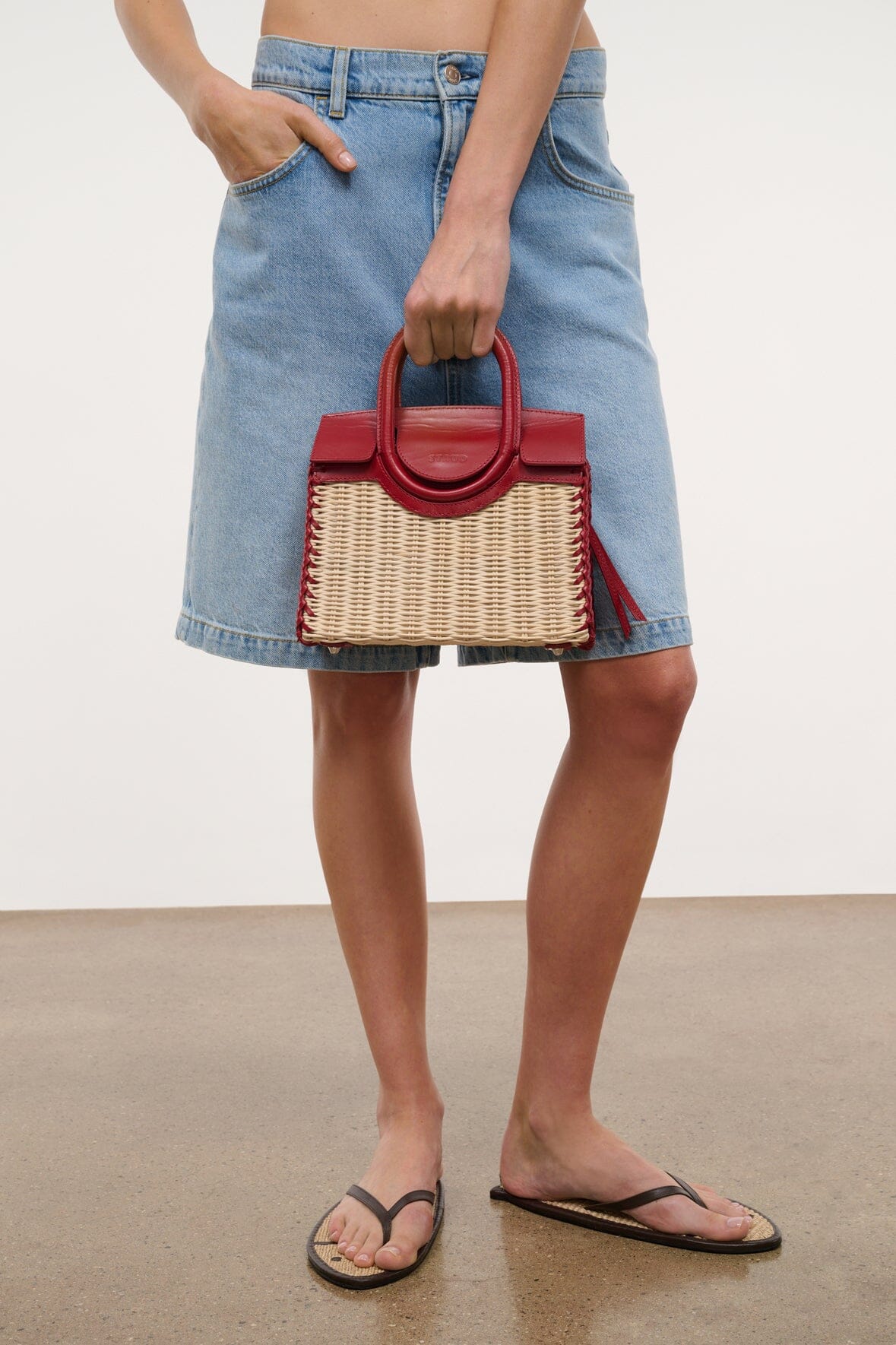 Maude Mini Wicker Carryall Natural Rouge | STAUD Best Price