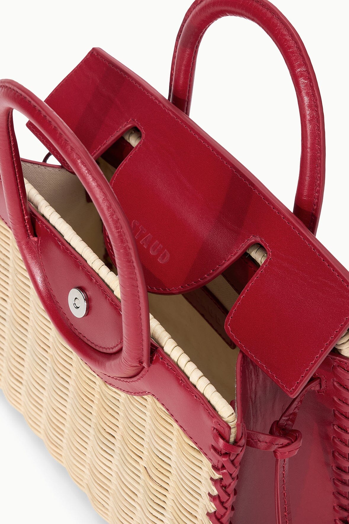 Maude Mini Wicker Carryall Natural Rouge | STAUD Best Price