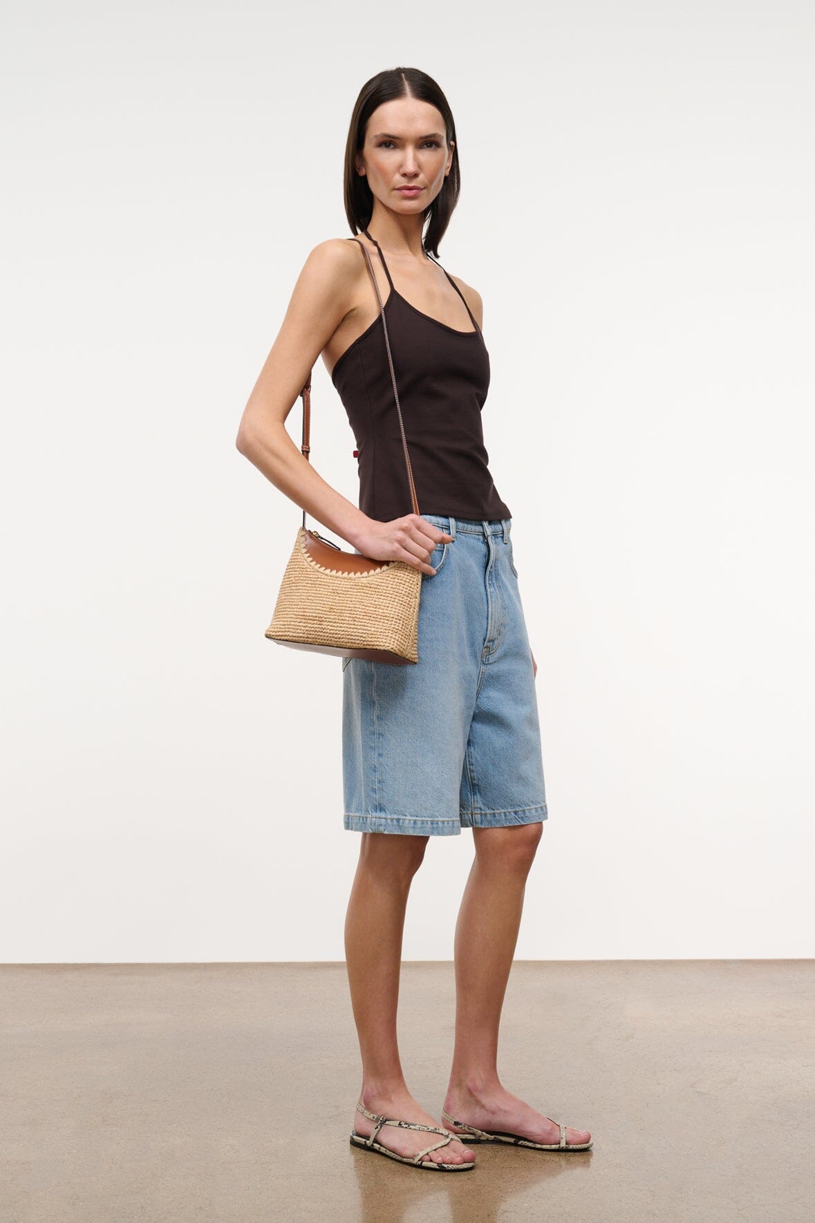 Rowey Raffia Bag Natural Tan | STAUD Premium