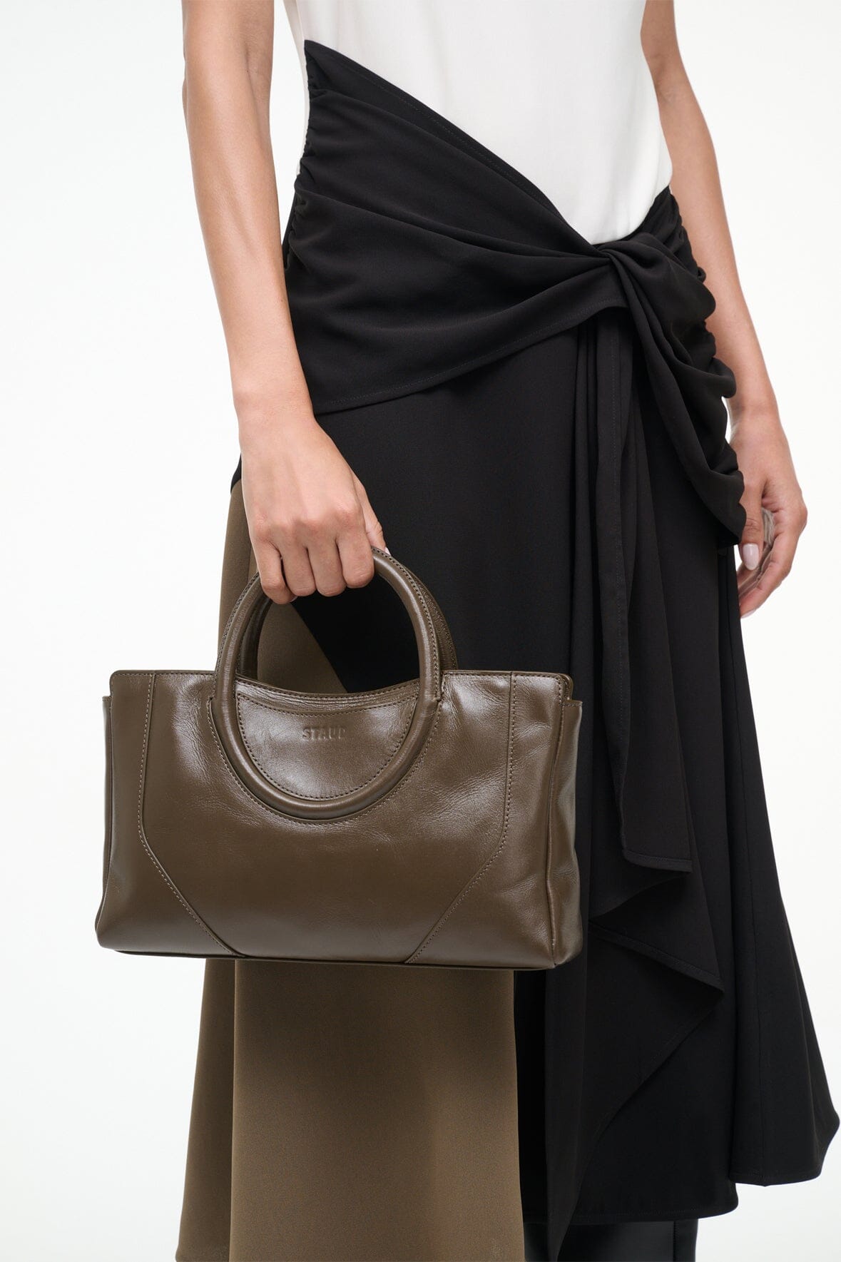 Maude Mini Satchel Bag Truffle | STAUD New
