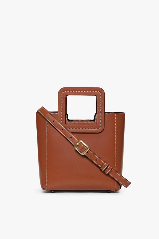 Mini Shirley Leather Bag - Saddle | STAUD Great Value