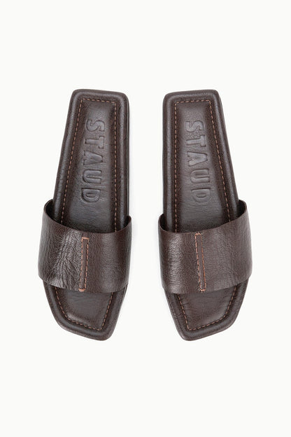 Fallon Espresso Brown Leather Platform Sandals - Staud | STAUD Quality