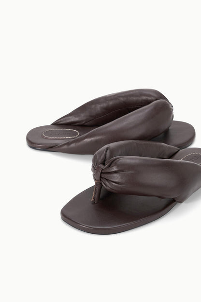 Juno Espresso Brown Puffy Leather Sandals - Staud | STAUD Trending