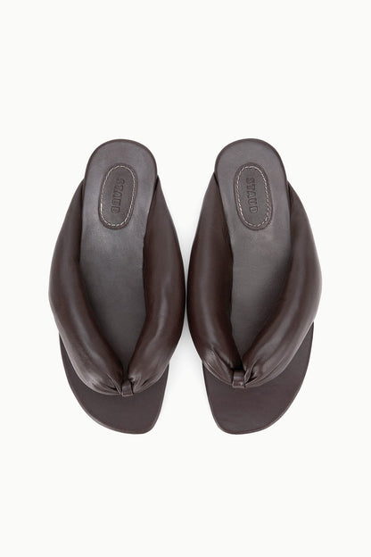 Juno Espresso Brown Puffy Leather Sandals - Staud | STAUD Trending