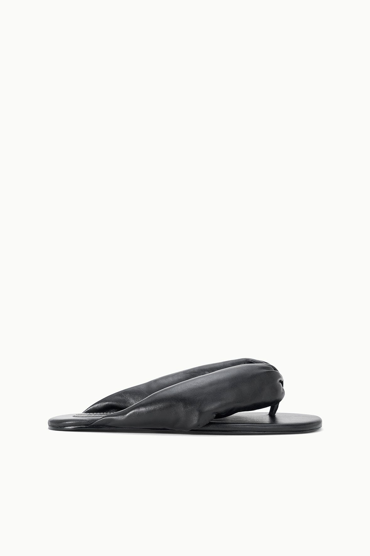 Juno Black Puffy Leather Sandals - Staud | STAUD Value