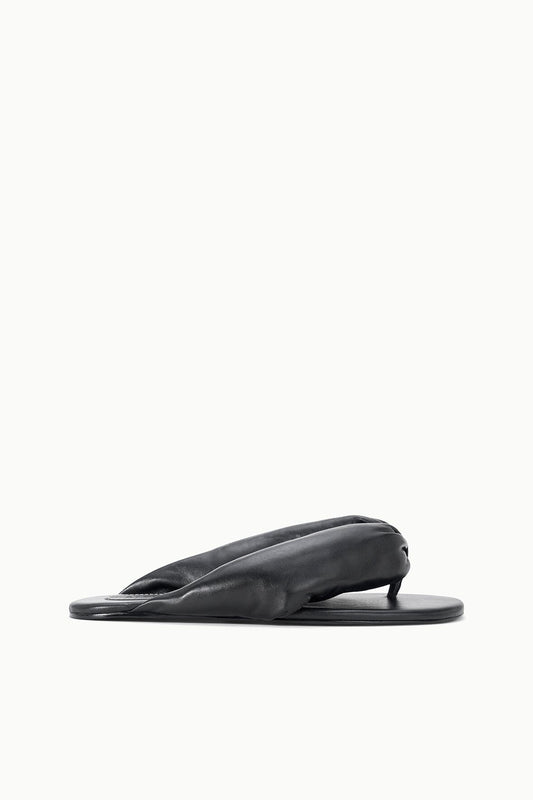 Juno Black Puffy Leather Sandals - Staud | STAUD Value