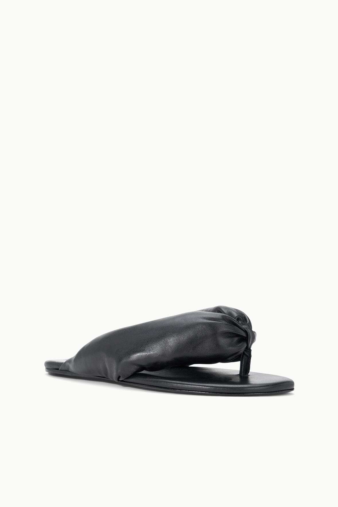 Juno Black Puffy Leather Sandals - Staud | STAUD Value