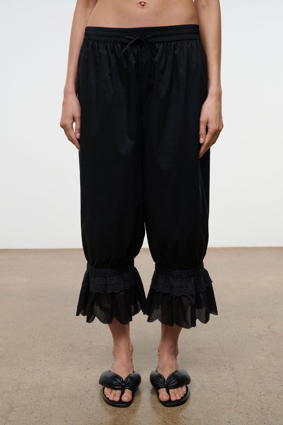 Juno Black Puffy Leather Sandals - Staud | STAUD Value