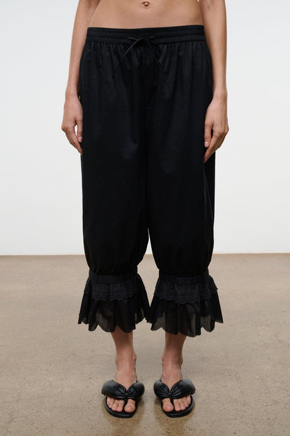 Juno Black Puffy Leather Sandals - Staud | STAUD Value