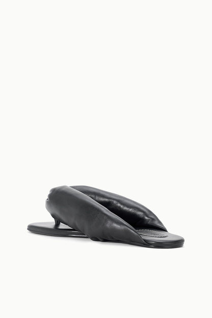 Juno Black Puffy Leather Sandals - Staud | STAUD Value