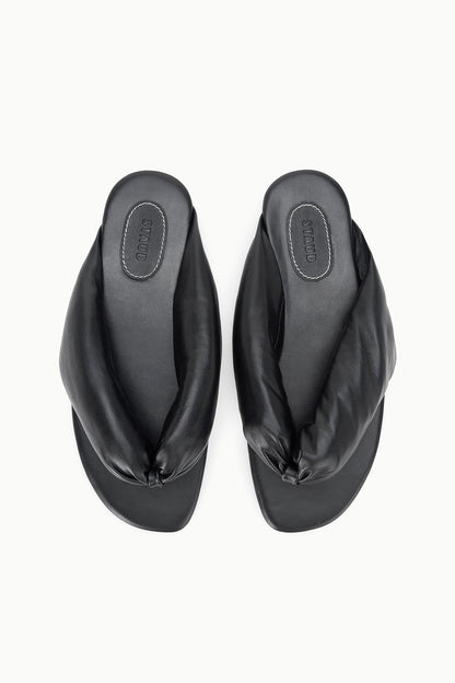 Juno Black Puffy Leather Sandals - Staud | STAUD Value