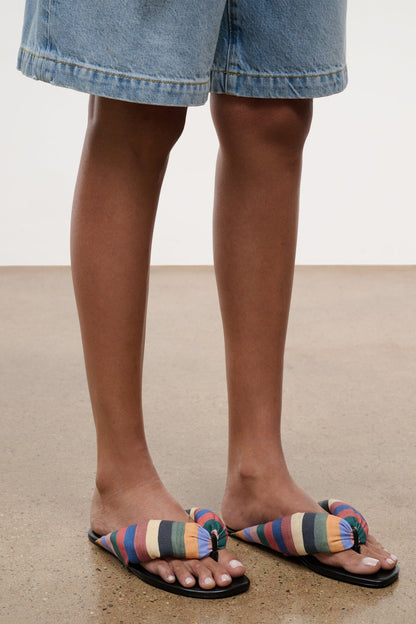 Juno Multicolor Artist Stripe Puffy Thong Sandal - Staud | STAUD Signature