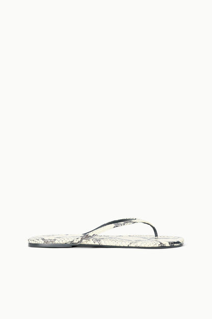 Freja Thong Sandals - White Snake Embossed Leather Style | STAUD Recommended