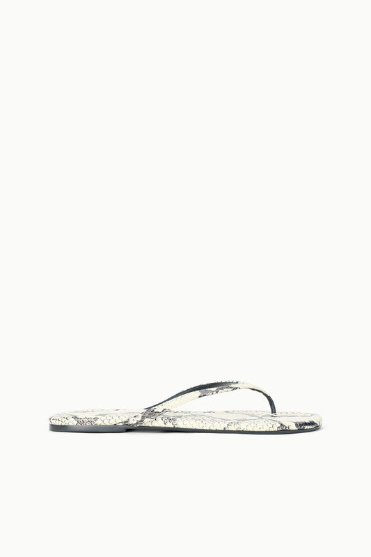 Freja Thong Sandals - White Snake Embossed Leather Style | STAUD Recommended