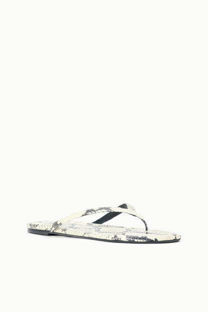Freja Thong Sandals - White Snake Embossed Leather Style | STAUD Recommended