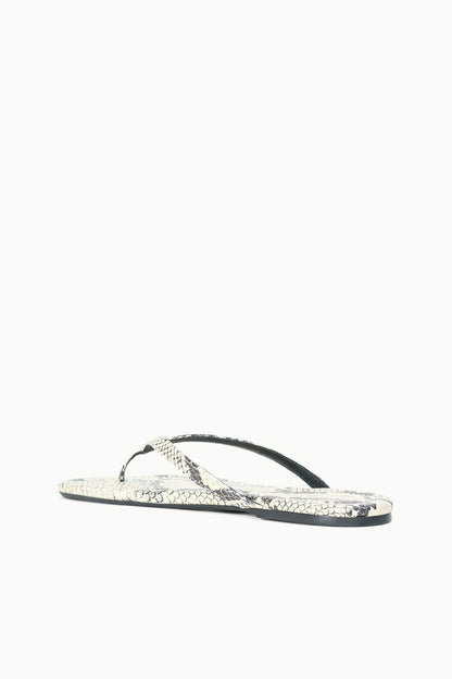 Freja Thong Sandals - White Snake Embossed Leather Style | STAUD Recommended