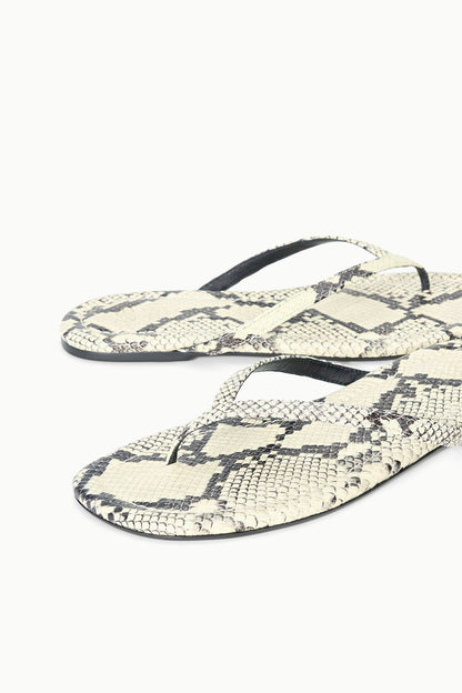 Freja Thong Sandals - White Snake Embossed Leather Style | STAUD Recommended
