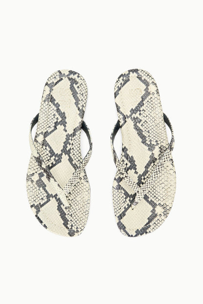 Freja Thong Sandals - White Snake Embossed Leather Style | STAUD Recommended