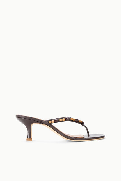 Freja Brown Kitten Heel With Wood Bead Straps - Staud | STAUD Best Seller
