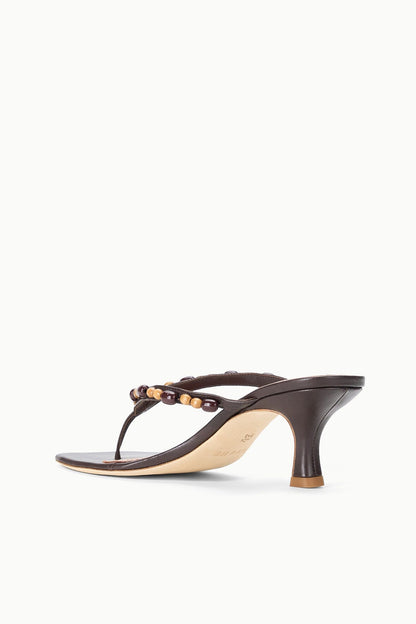 Freja Brown Kitten Heel With Wood Bead Straps - Staud | STAUD Best Seller