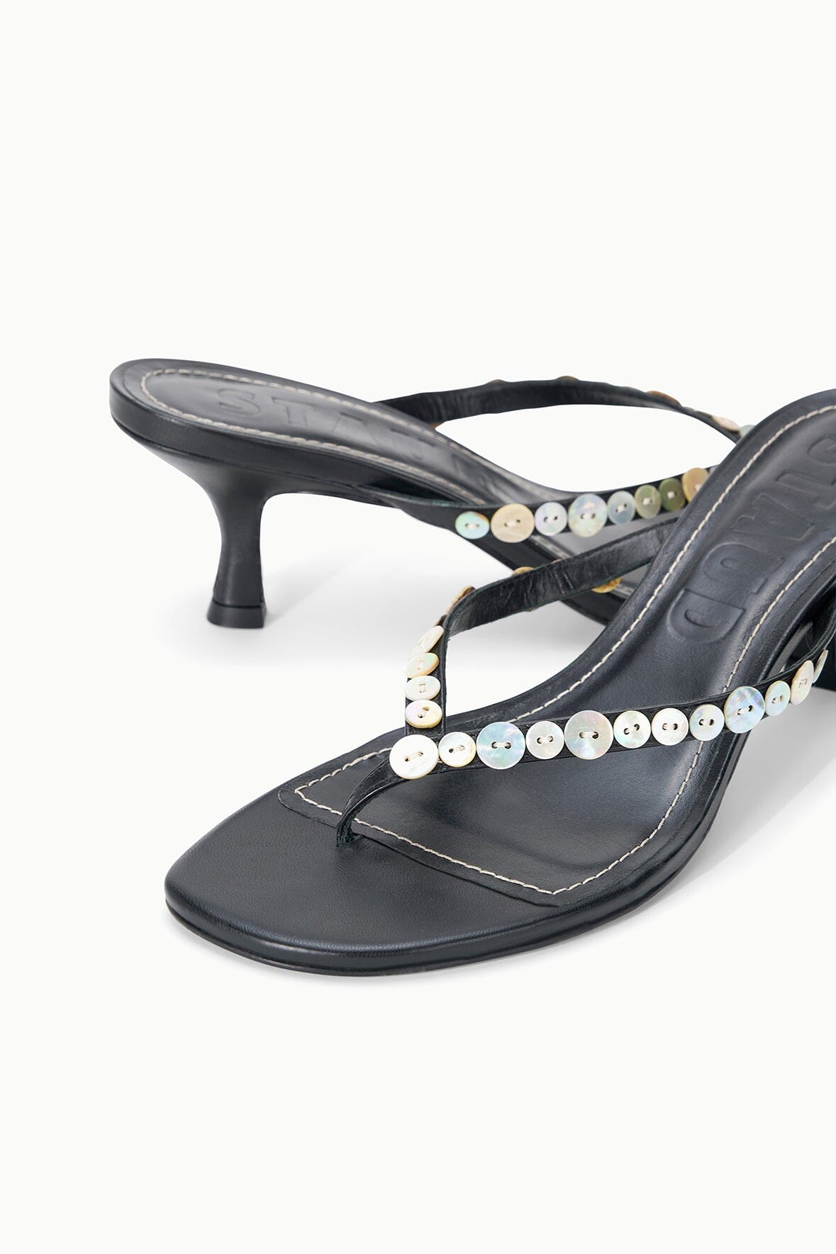 Freja Thong Kitten Heel Mother Of Pearl | STAUD New