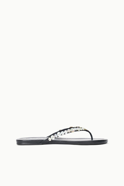 Freja Thong Leather Sandal With Mother Of Pearl Buttons | STAUD Popular