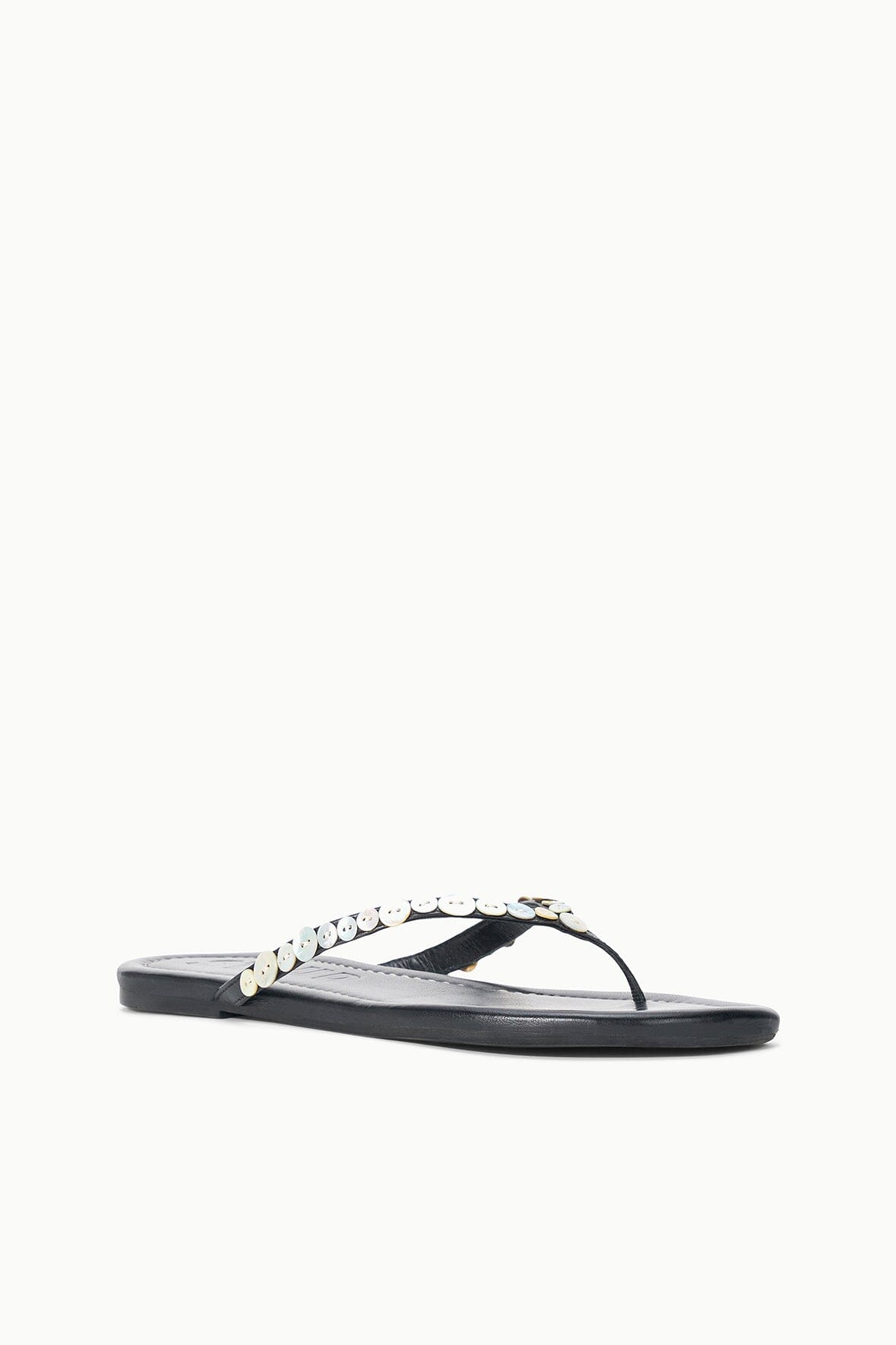 Freja Thong Leather Sandal With Mother Of Pearl Buttons | STAUD Popular