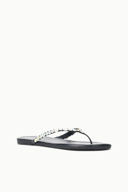 Freja Thong Leather Sandal With Mother Of Pearl Buttons | STAUD Popular