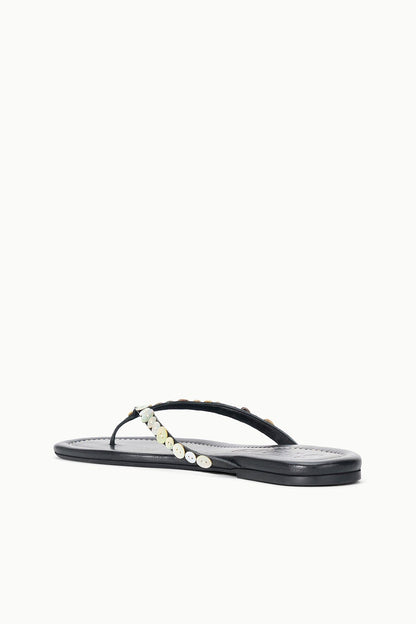 Freja Thong Leather Sandal With Mother Of Pearl Buttons | STAUD Popular
