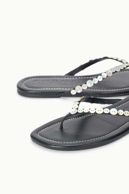 Freja Thong Leather Sandal With Mother Of Pearl Buttons | STAUD Popular
