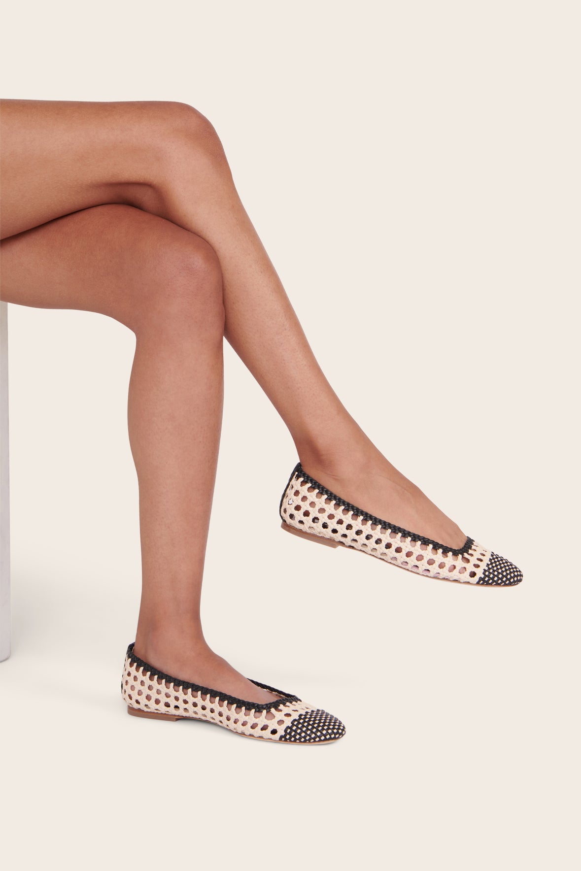 Nell Crochet Ballerina Cream Black | STAUD Premium