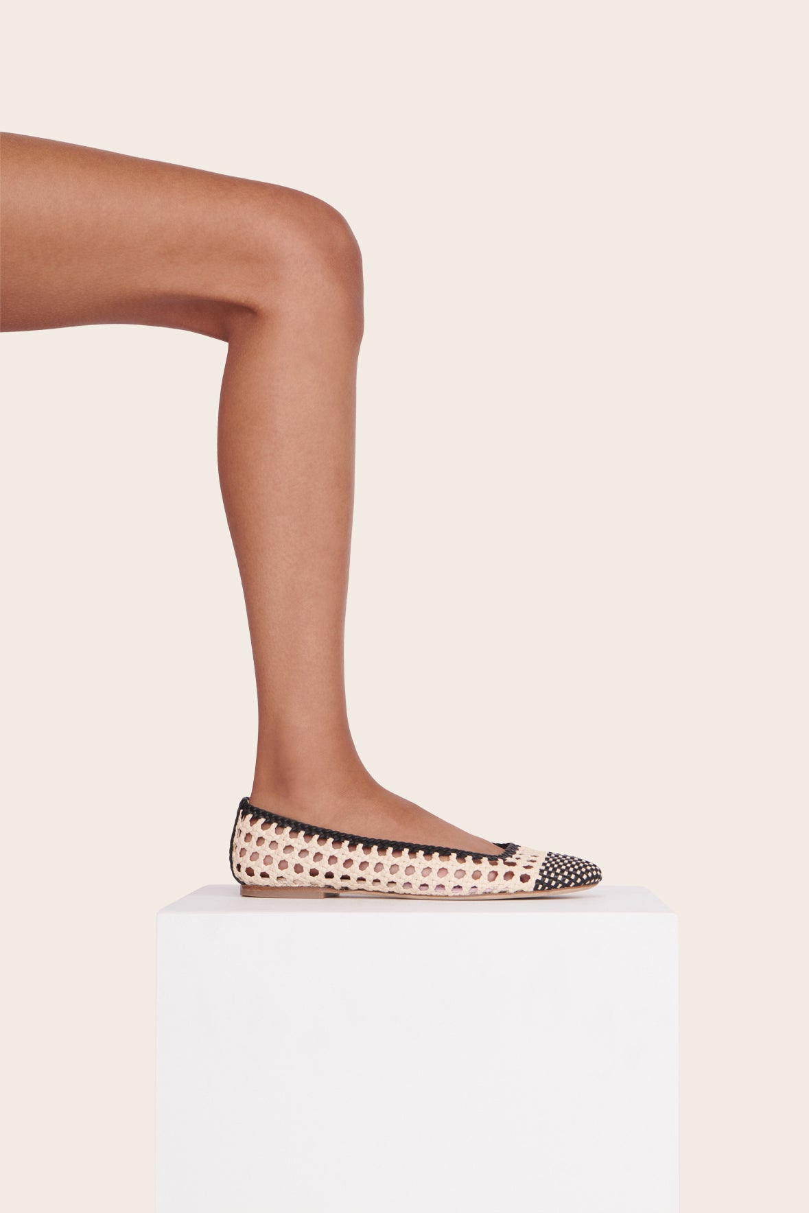 Nell Crochet Ballerina Cream Black | STAUD Premium