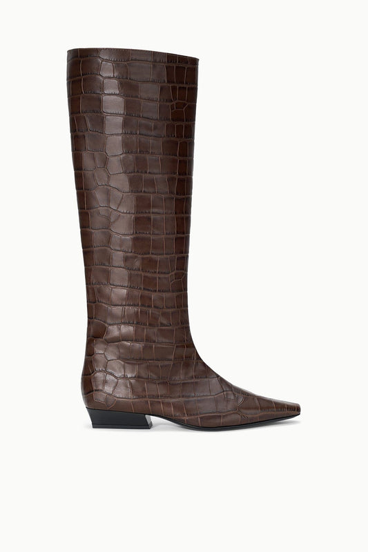 Wally Flat Boot Espresso Croco | STAUD Featured