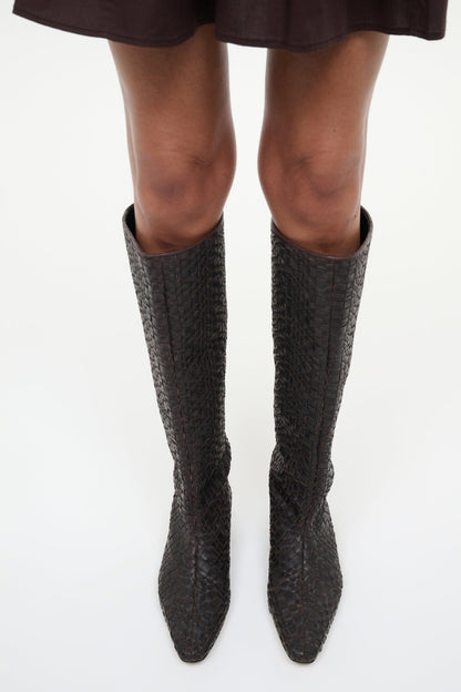 Wally Flat Boot Espresso Woven | STAUD Smart Buy