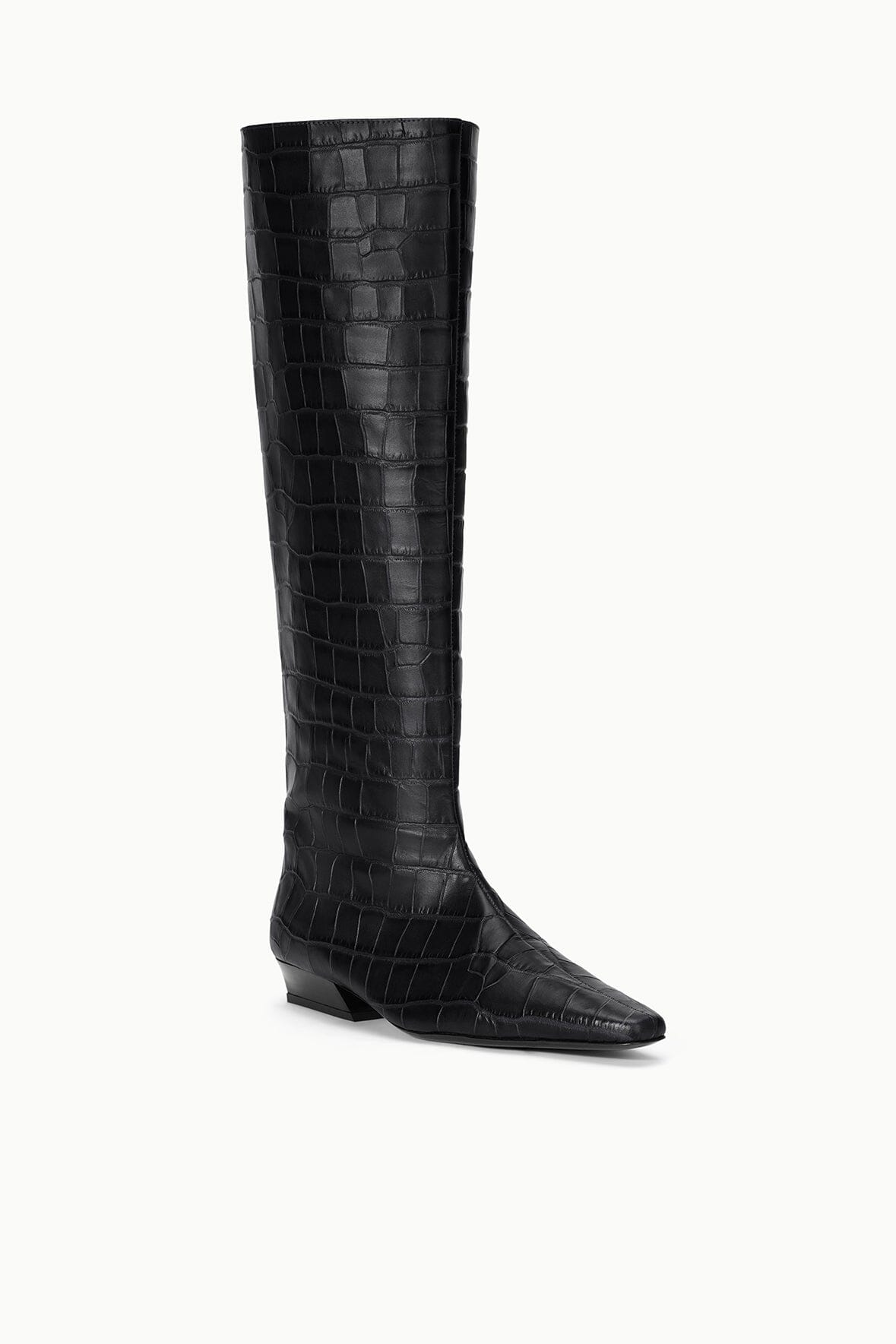 Wally Flat Boot Black Croco | STAUD Quality