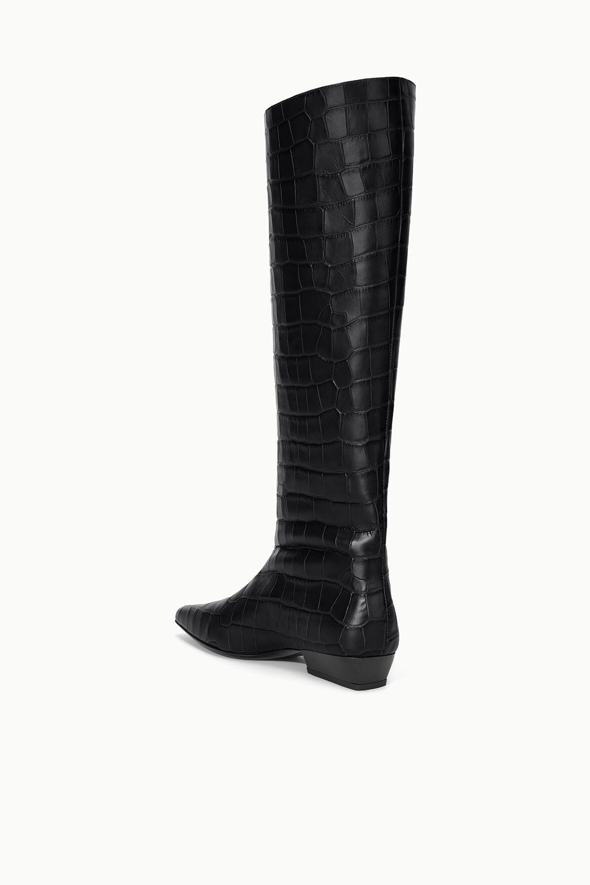 Wally Flat Boot Black Croco | STAUD Quality