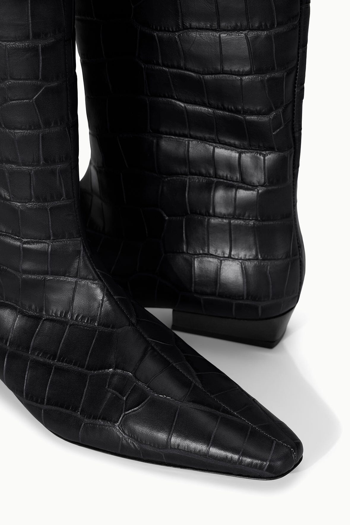 Wally Flat Boot Black Croco | STAUD Quality