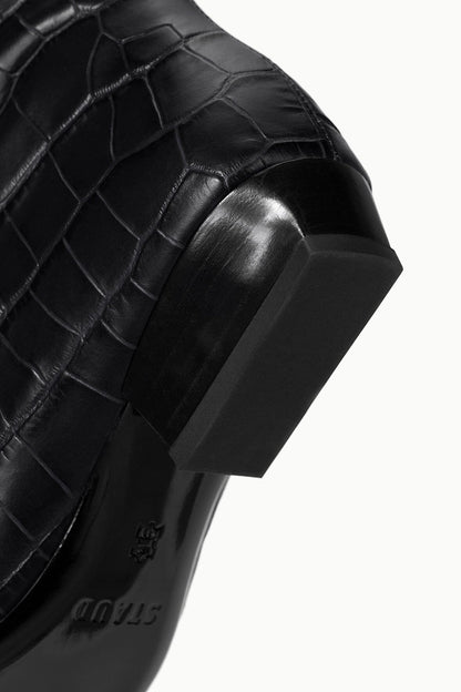 Wally Flat Boot Black Croco | STAUD Quality