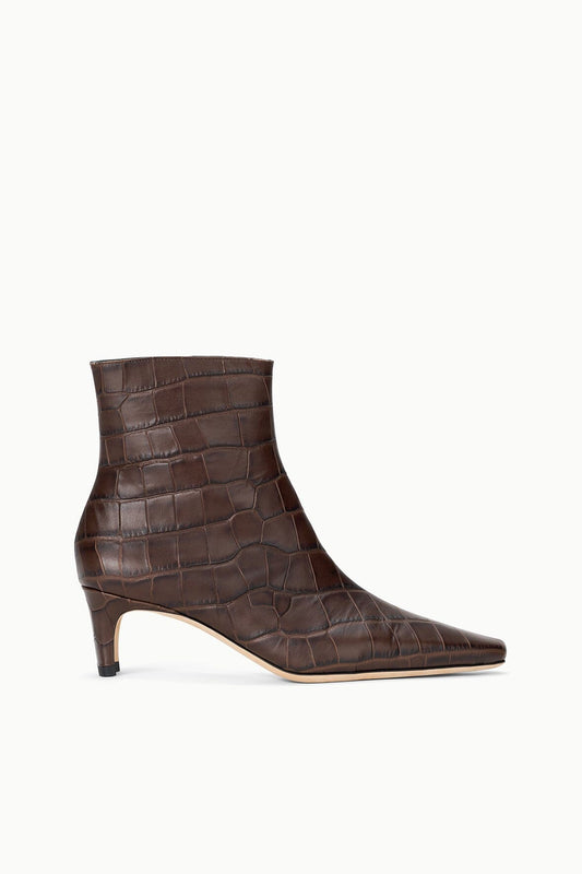Wally Ankle Boot Espresso Croco | STAUD New