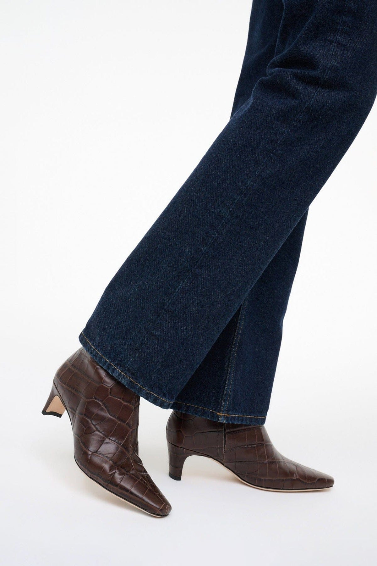 Wally Ankle Boot Espresso Croco | STAUD New