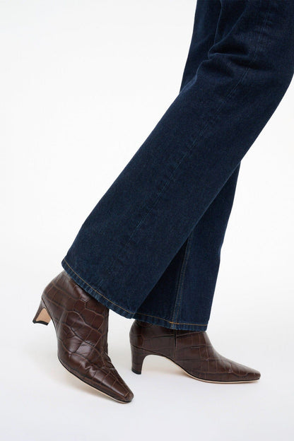 Wally Ankle Boot Espresso Croco | STAUD New