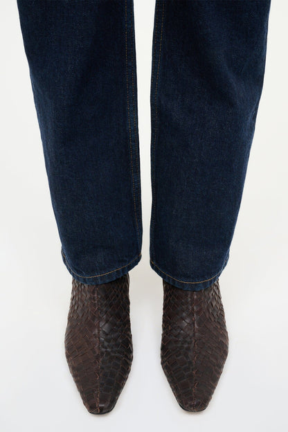 Wally Ankle Boot Espresso Woven | STAUD Best Seller