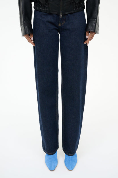 Wally Ankle Boot Blue Suede | STAUD Classic