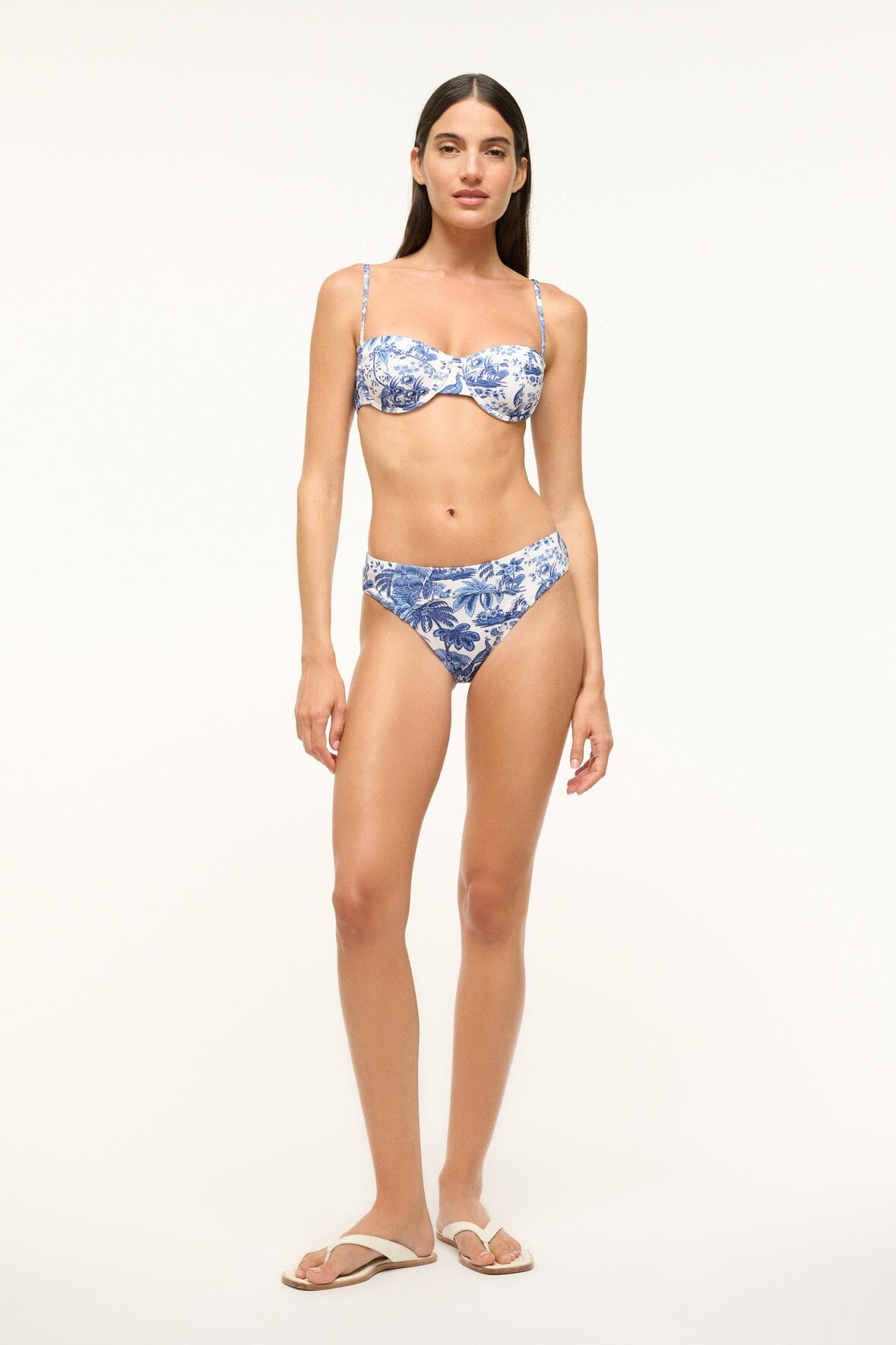 Jo Balconette Bikini Top Blue Toile | STAUD Smart Buy