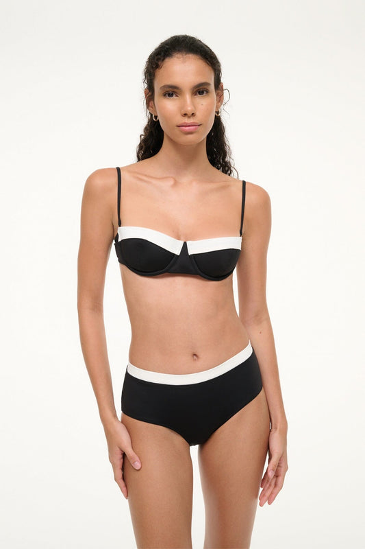 Jo Balconette Bikini Top Black White | STAUD Exclusive
