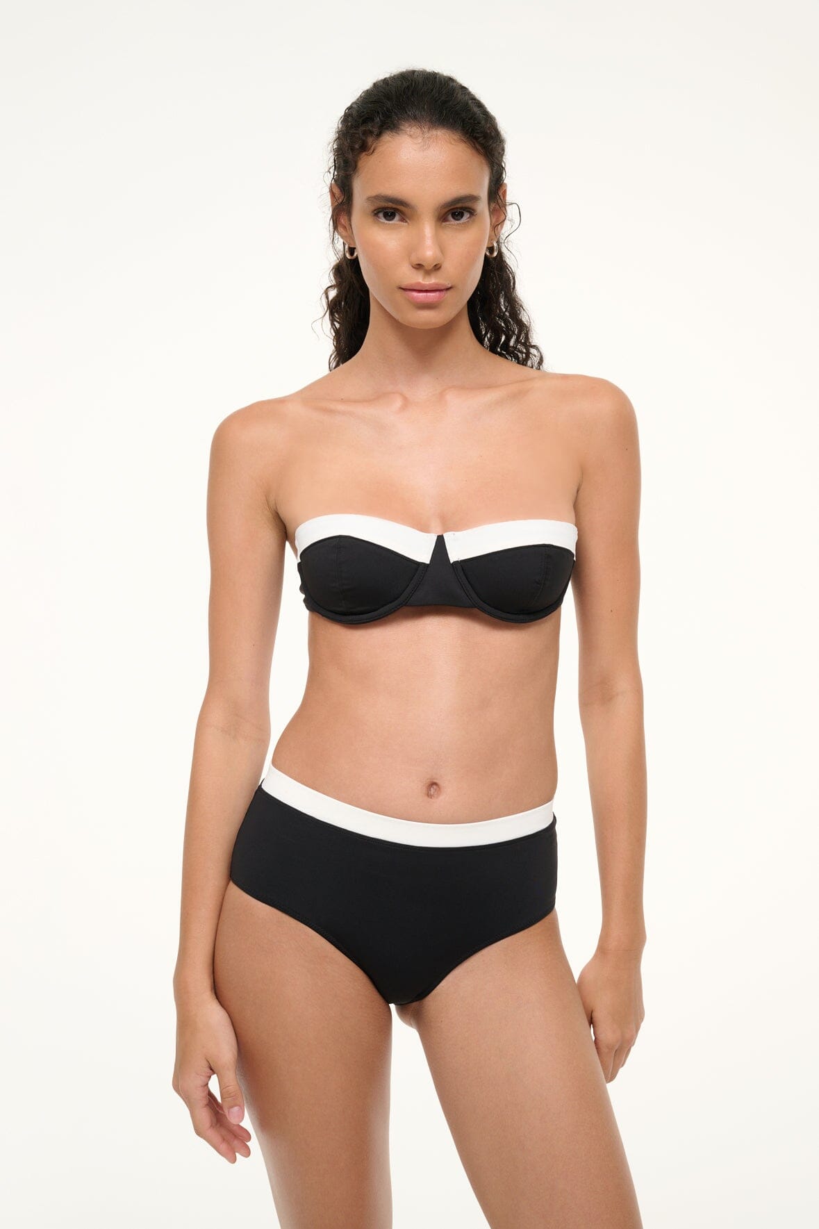 Jo Balconette Bikini Top Black White | STAUD Exclusive
